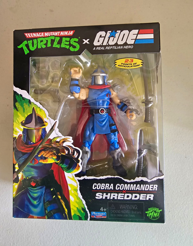 Playmates TMNT x G.I. Joe Cobra Commander Shredder Action Figure Boxed Sword