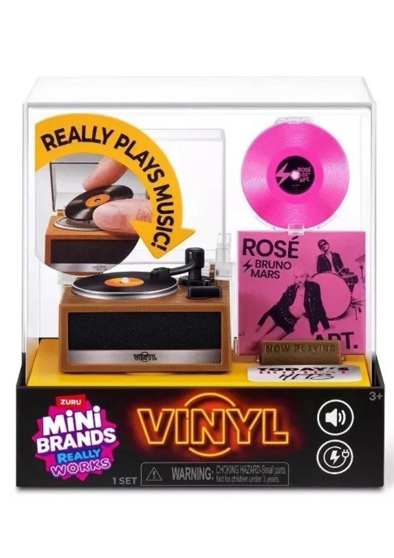 ZURU MINI BRANDS VINYL Mini Record Player Really Works Rose Bruno Mars APT Album