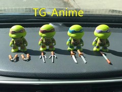 4pcs Teenage Mutant Ninja Turtles TMNT Mini Action Figure Car Dashboard Decor