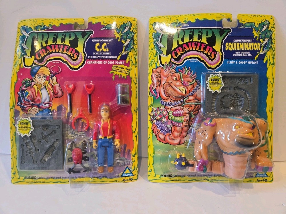 Vintage 1994 Toymax Creepy Crawlers C.C. (Chris Carter) & Squirmnator Brand New