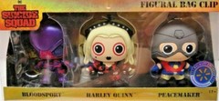 THE SUICIDE SQUAD 3-PC FIGURAL 3D BAG CLIPS ~ HARLEY QUINN,BLOODSPORT,PEACEMAKER