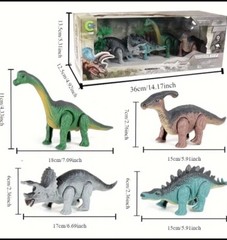 Dinosaur Toy Playset Mechanical Walking Figures Set Boxed No Batteries needed