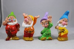 Walt Disney Four 4 Dwarfs Figurines 1989XX/ R6576 Snow White Dwarf incomplete
