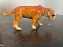 Imperial Toys Saber Tooth Tiger Smilodon Hard Rubber PVC Toy Figure Vintage 1988