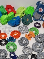 Lot of Vintage Beyblades, Spinners, Launchers Parts Metal Plastic Rubber
