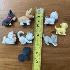 Kitty & Puppy In My Pocket Lot of 8 Vintage Dog & Cat Toy Flocked Figures