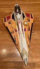 Star War Plo Koon’s Jedi Star Fighter Orange Space Ship Hasbro 2001 2002