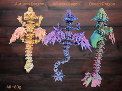 3D Printed Crystal Articulated Dragon | Home Office Desktop Fidget Toys Crystal