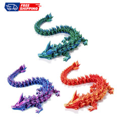 3D Printed Crystal Dragon 12In 3Pcs Flexible Articulated Fidget Toy Decor