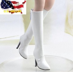 1/6 women fashion gloss white Boot for phicen kumik verycool hot toys ❶USA❶