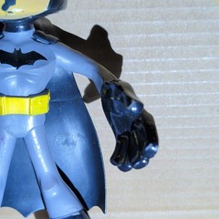 Batman Plastic/Rubber Action Figure Gray Black Suit Yellow Belt with Cape Flex.