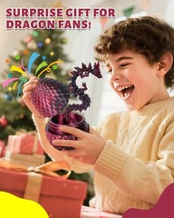 12″ 3D Printed Dragon Egg, Cool 3D Printer Articulated Crystal Dragon Toys fo…