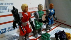Mantech Remco Lot 4 Figures plus Parts Robot Warriors Blue Green Red Purple Vtg