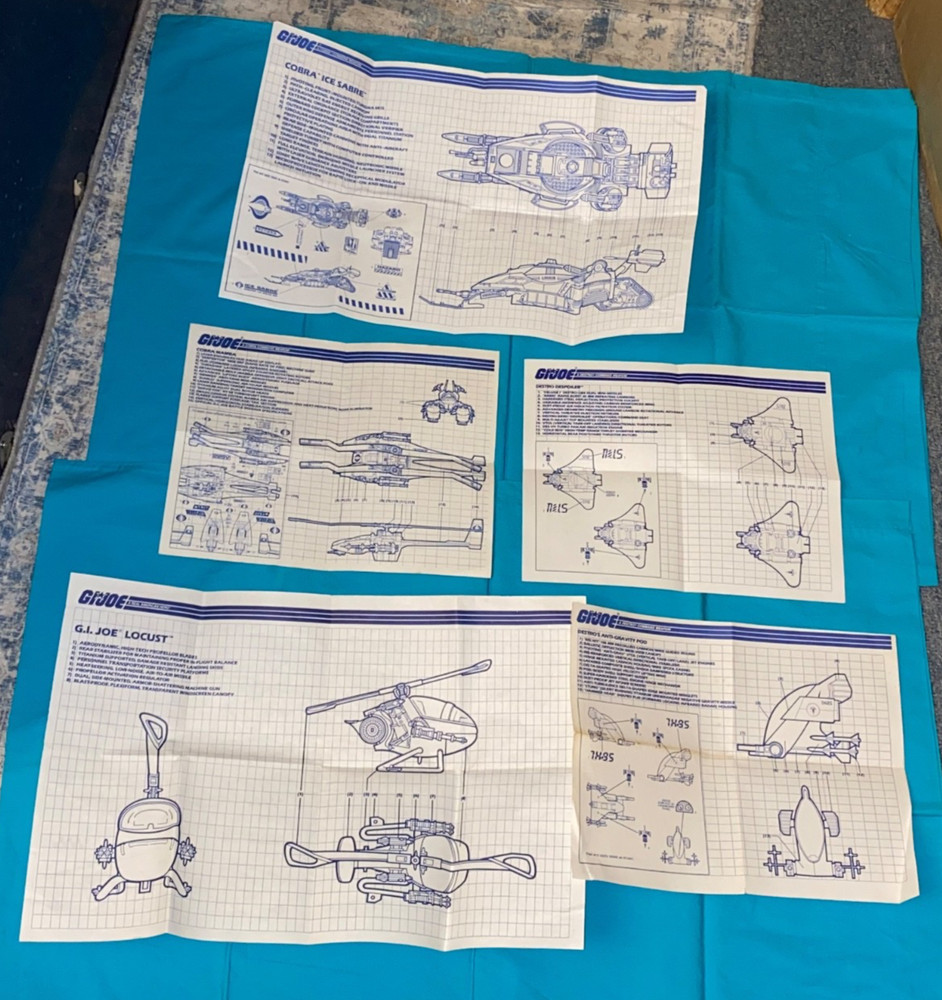 vintage G.I. GI JOE INSTRUCTIONS BLUEPRINTS LOT x5 Locust Mamba + more FREE SHIP