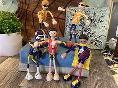 LOT of 5 Kids Galaxy Bendos Stinkbug Snowboarders, Football,Caped +2 Snowboards
