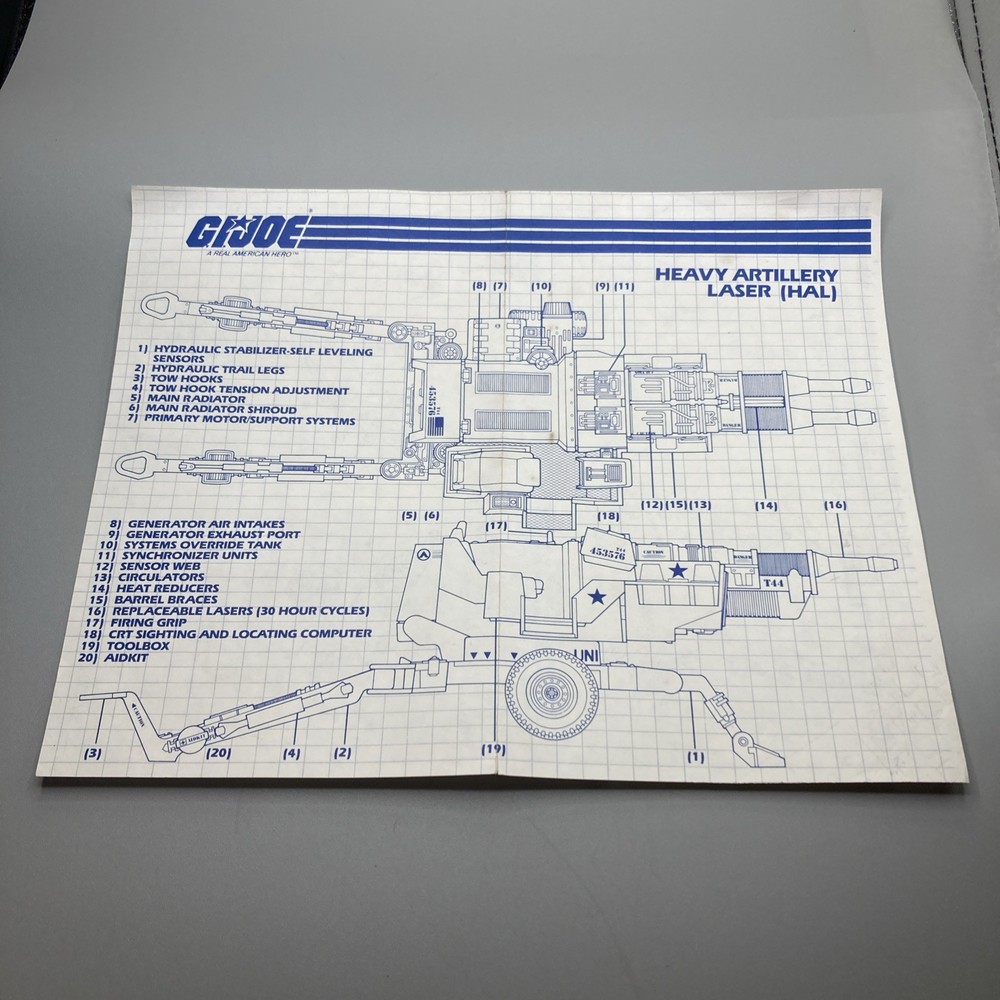 1982 GI Joe Blueprint Instructions Hal Heavy Artillery Laser