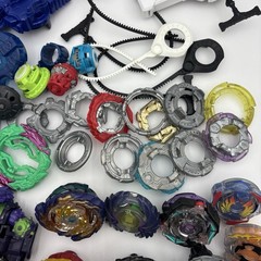 Large 90+ Piece Lot Of Beyblade Spinners, Discs, Launchers, Parts