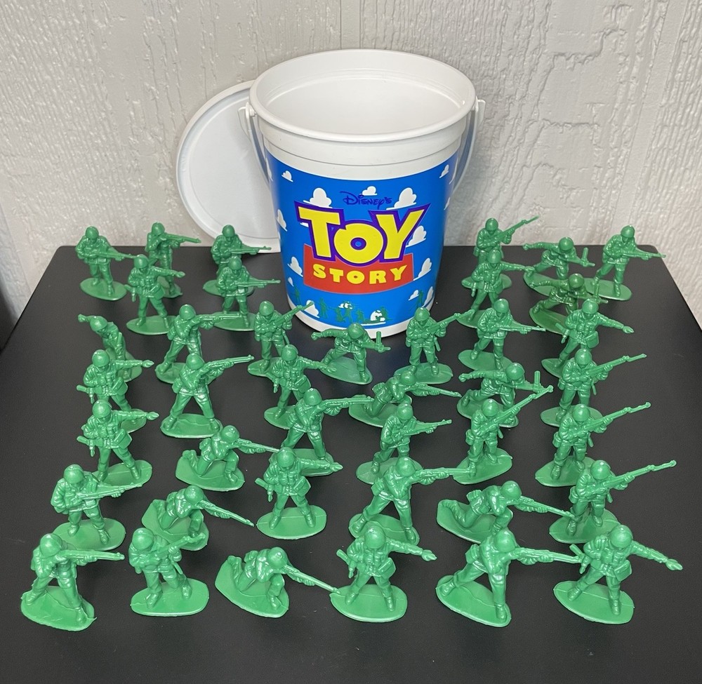 Vintage 90s Toy Story 1 Green Army Men Soldiers Bucket Movie Promo Figures RARE!