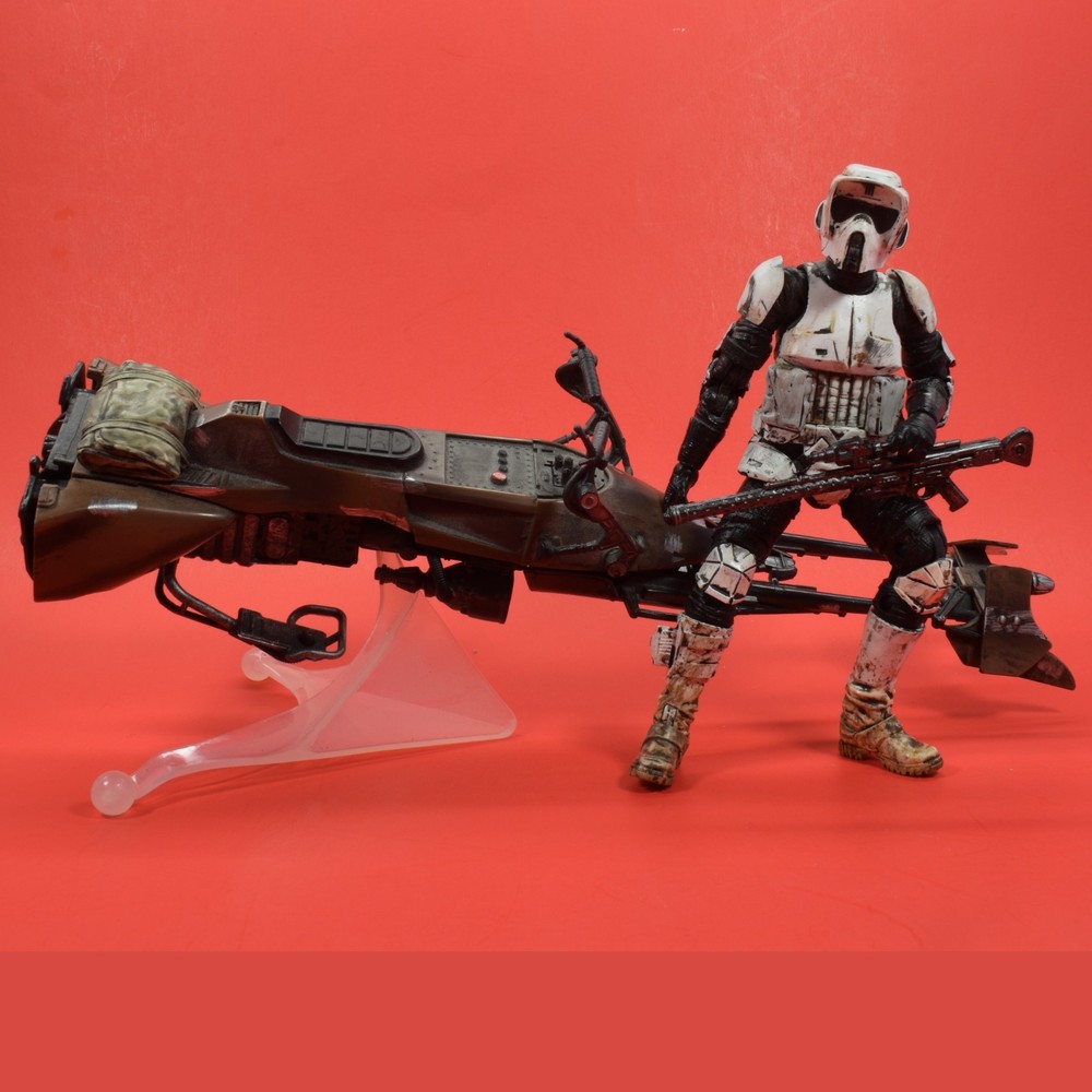Star Wars Black Series 6″ Custom Speeder Bike & Scout Trooper ROTJ As Shown H5