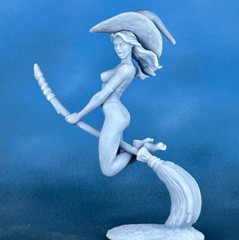 Action Figure witch on a broom 60mm Resin Figure. Tabletop Miniature