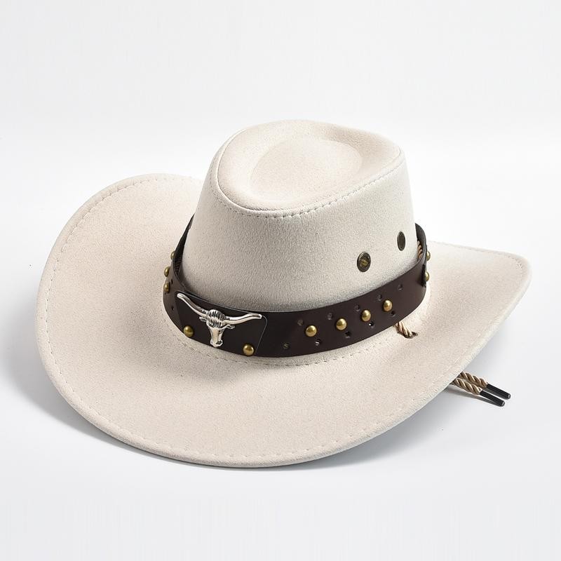 New Artificial Suede Western Cowboy Hats Vintage Big-edge Gentlemen Cowgirl