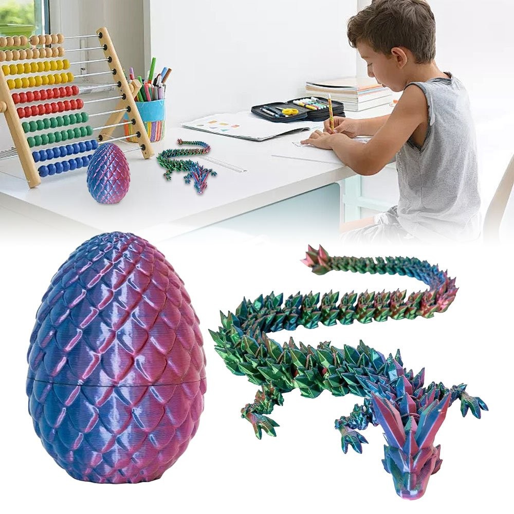 3D Printed Dragon Egg with Dragon Full Articulated Dragon Modle JQ