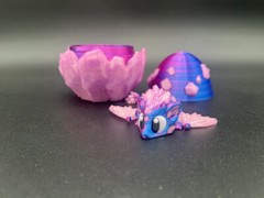 3D Printed Glow Mini Crystal Dragon & Egg – 4″ Flexi Articulated Toy