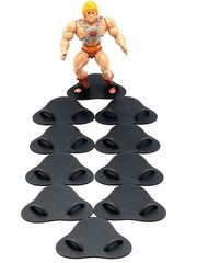 LOT OF 10 CUSTOM BLACK STANDS FIT 5.5” VINTAGE MOTU FIGURES. DISPLAY BASE STAND.