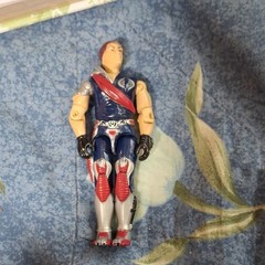Military Style Action Figure w/ Cobra Logo, Articulated Limbs, Blue Silver Red