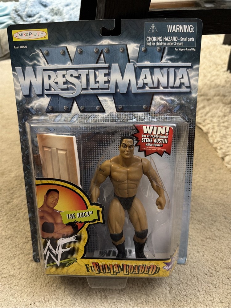Vintage WWF Jakks Pacific Wrestlemania xv Fully Loaded The Rock Action NOS WWE