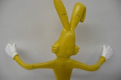 “BENDY” Rabbit TOYEaster Unlimited Rubber Pose 70s 80s tuxedo Yellow