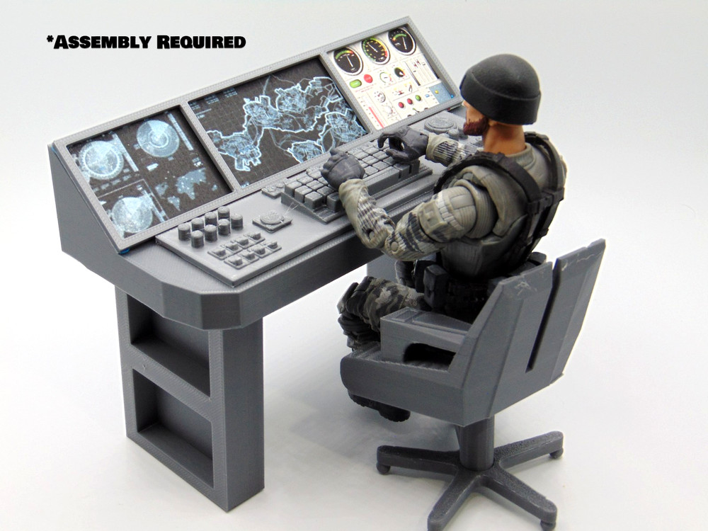 Custom 1:12 Mission Control Radar Panel w/ Operator Chair Diorama Prop Set TYPE1
