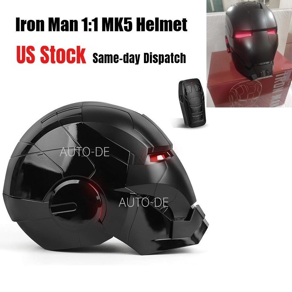 BLACK Iron Man MK5 Helmet 1:1 Voice-controlled Mask Transform Cosplay Prop Gift