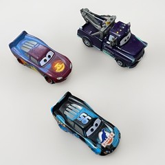 Pixar Cars Color Changing Vehicle Tow Mater Lightning McQueen Plastic Car Lot 3x