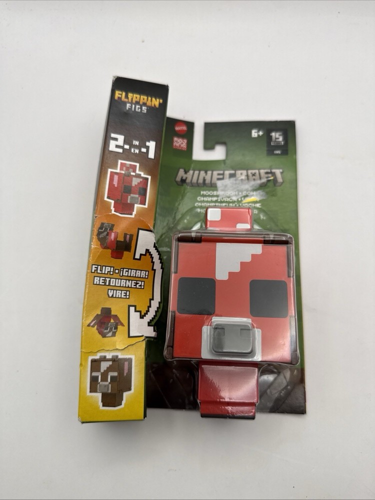 Mattel Minecraft Flippin’ Figs 2 in 1 Mooshroom & Cow NEW 6+ Children’s Toy
