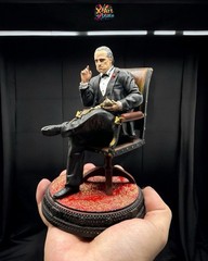 Hand-Painted Mafia Boss Godfather Style Resin Statue – Crime Lord Figurine Desk