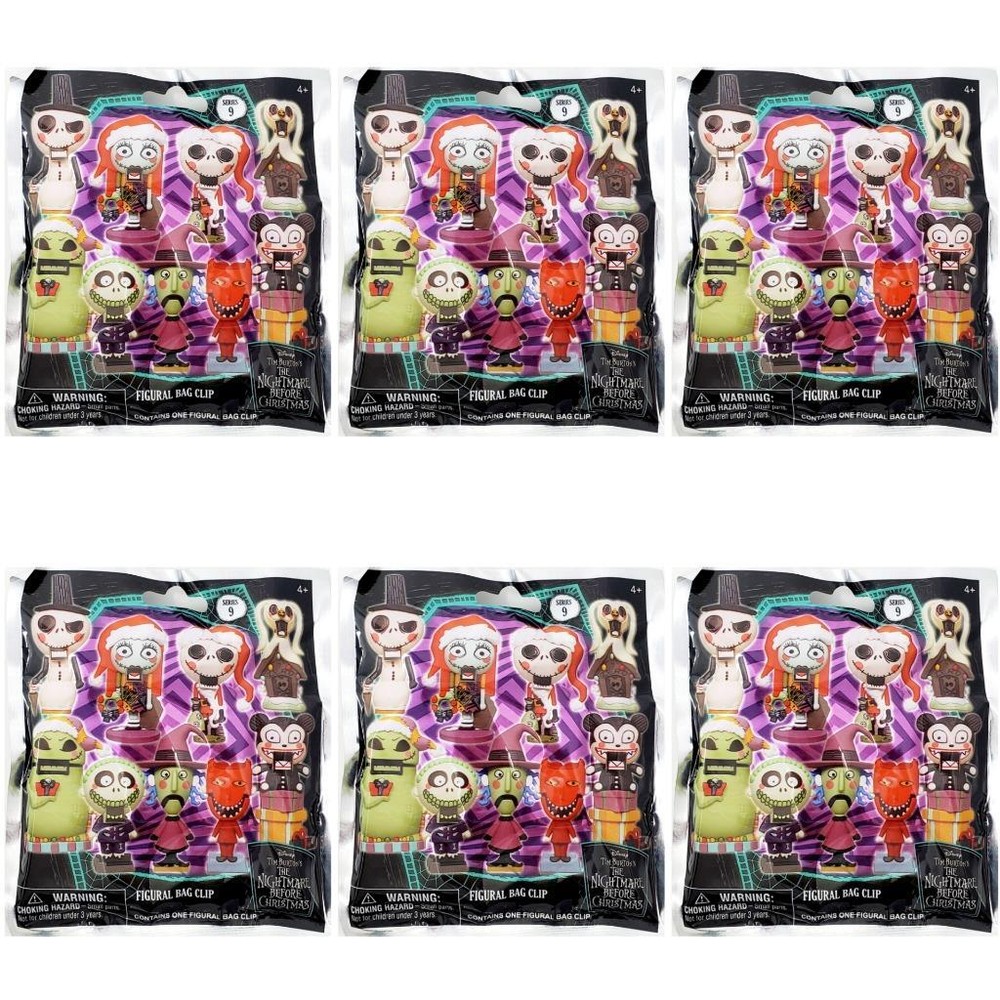 Disney Nightmare Before Christmas Series 9 Figural Bag Clip Lot of 6 Blind Bags