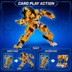Metal Cardbot W Tachy Transforming Robot Cheetah Car Figure w/ 2 Cards