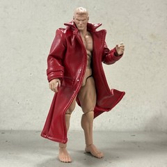 PB-LTC-RED2: 1/12 Red Faux Leather Wired Trench Coat for 6″ Medium & slim body