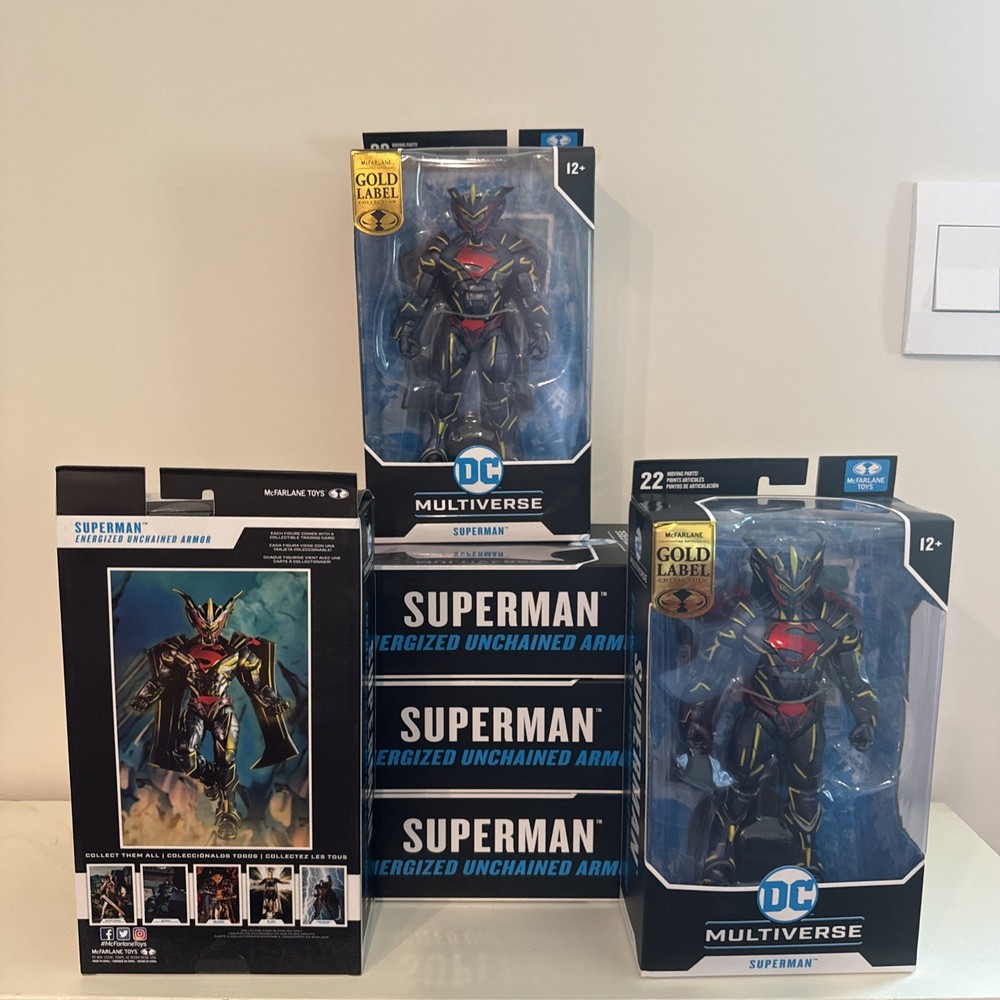 Mcfarlane Toys DC Multiverse Superman Energized Unchained Armor GOLD Label NIB