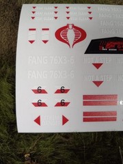 Gi Joe Classified FANG 1:12 Sticker Sheet, New Decal Sheet, Peel & Stick! Fang
