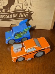 WOODEN DISNEY CARS PIXAR Wood SNOT ROD DJ DELINQUENT ROAD HAZARDS WOODEN