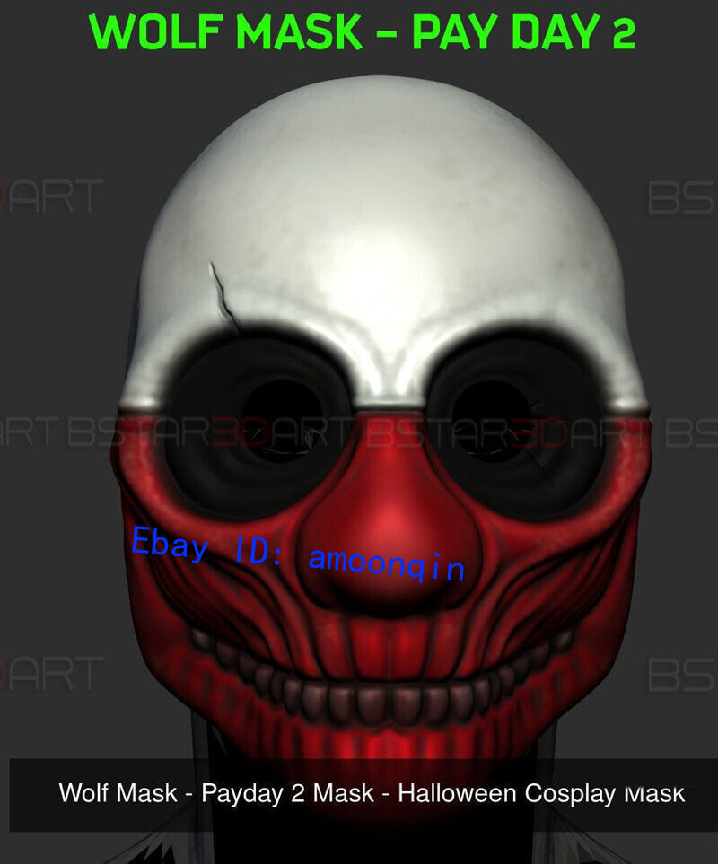 Wolf Mask-Payday 2 Mask 1/1 Halloween Cosplay Mask Resin Cosplay Collectible Toy
