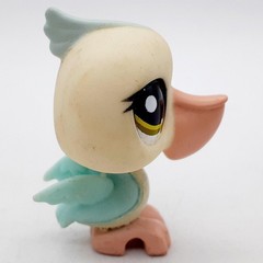 Littlest Pet Shop Pelican Bird Mini Figure Beige Yellow Eyes Hasbro LPS Toy