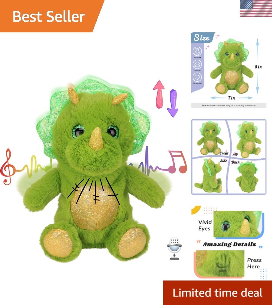 Talking Plush Dinosaur: 8-Inch Animated Toy that Engages Imagination and Speech