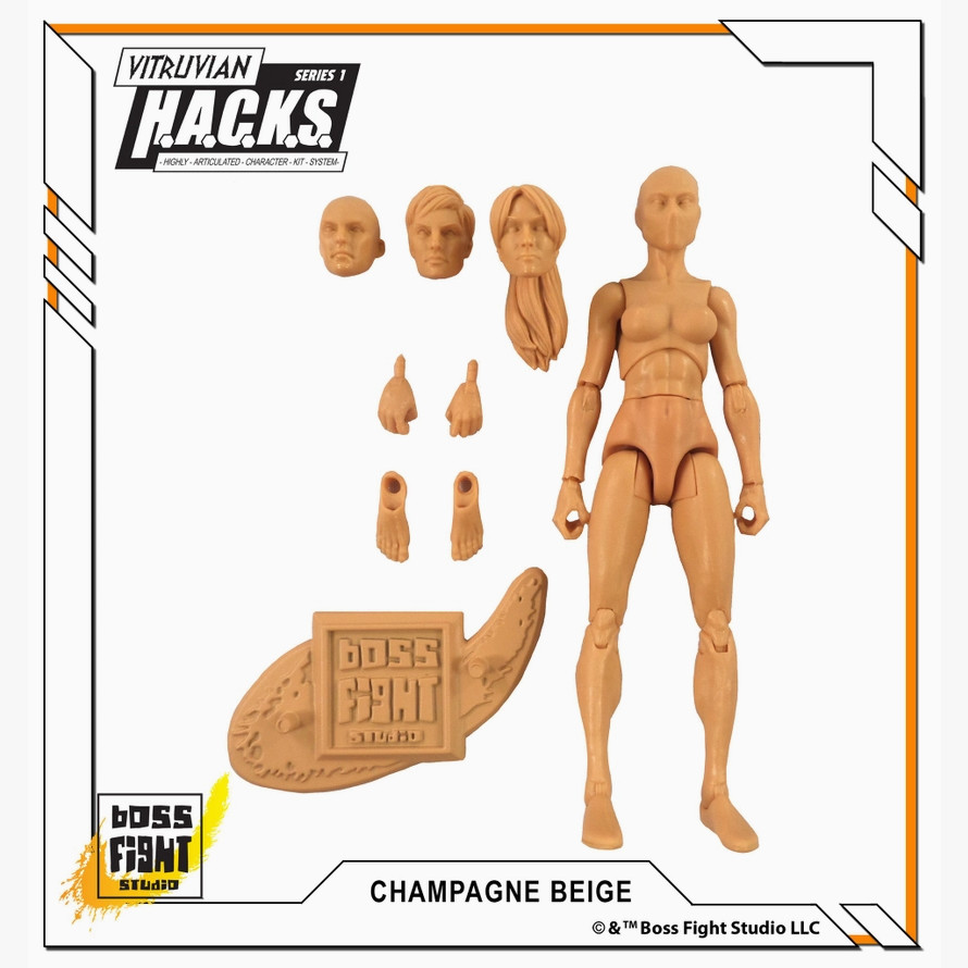 Beige Blank Female 1:18 Scale Boss Fight Studio Action Figure 3 3/4″ For Customs