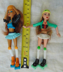 Lot of 2 Mattel 2007 McDonalds Barbie Roller Derby action figures dolls 5.25 in