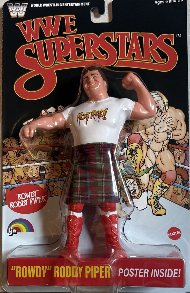 LJN WWE Superstars Series 3 Roddy Piper! Chase Black Card! Bent Card! FREE SHIP