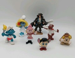 Vtg PVC Figures Smurfs, Pound Puppies, Disney Lot of 7 mixed