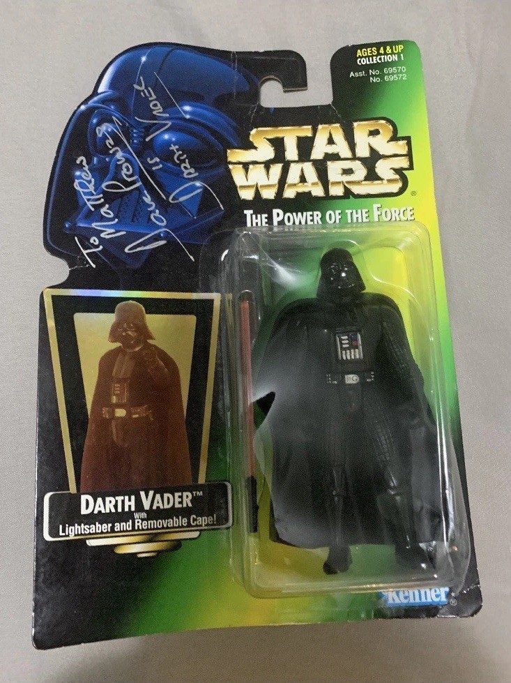 Star Wars 1996 Power Of The Force Dave Prowse Signed Darth Vader Vintage Figure